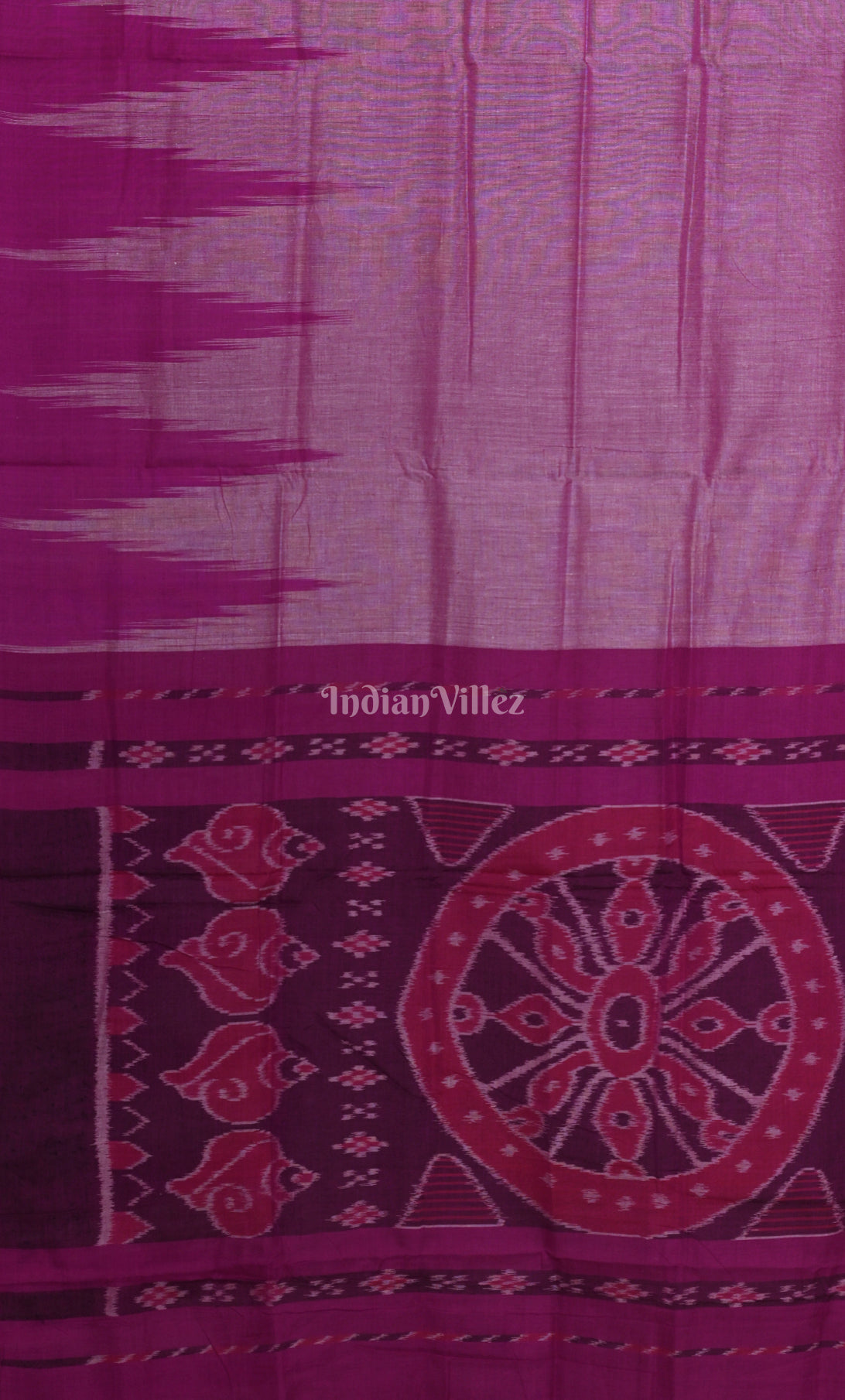 Lavendar Magenta Kargil Kumbha Maniabandha Cotton Saree