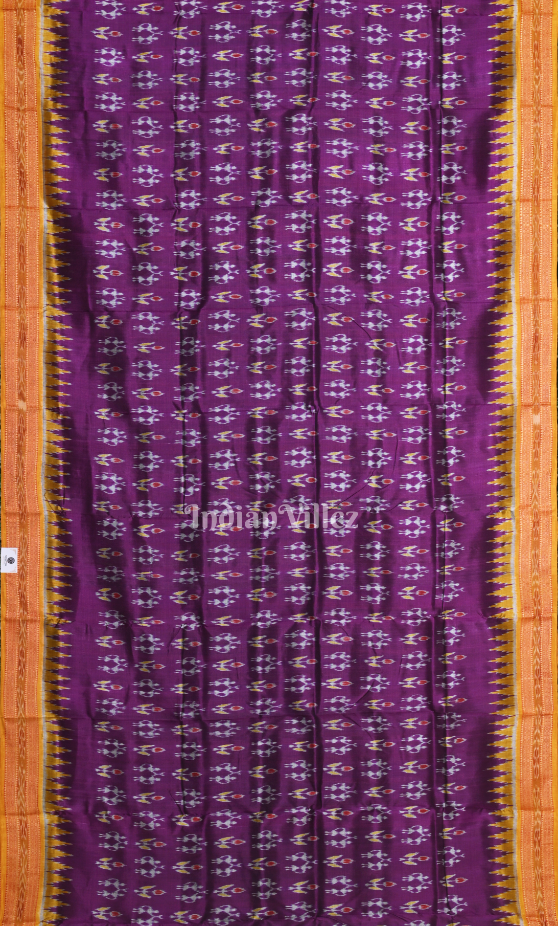 Purple Mustard Yellow Tribal Theme Odisha Ikat Khandua Silk Saree
