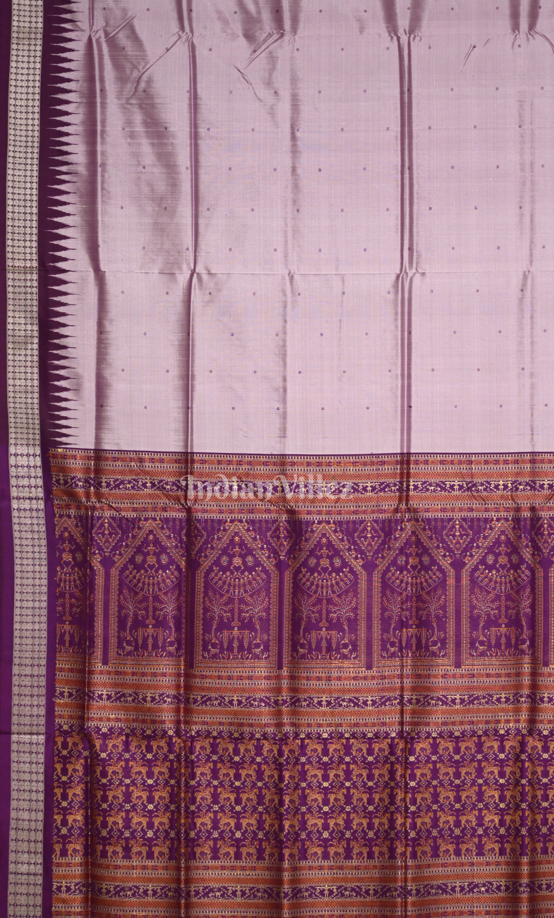 Lavendar Purple Odisha Ikat Bomkai Sambalpuri Silk Saree