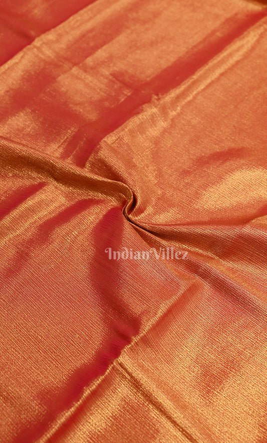 Orange Red Pure Brocade Kanjivaram Silk Saree 