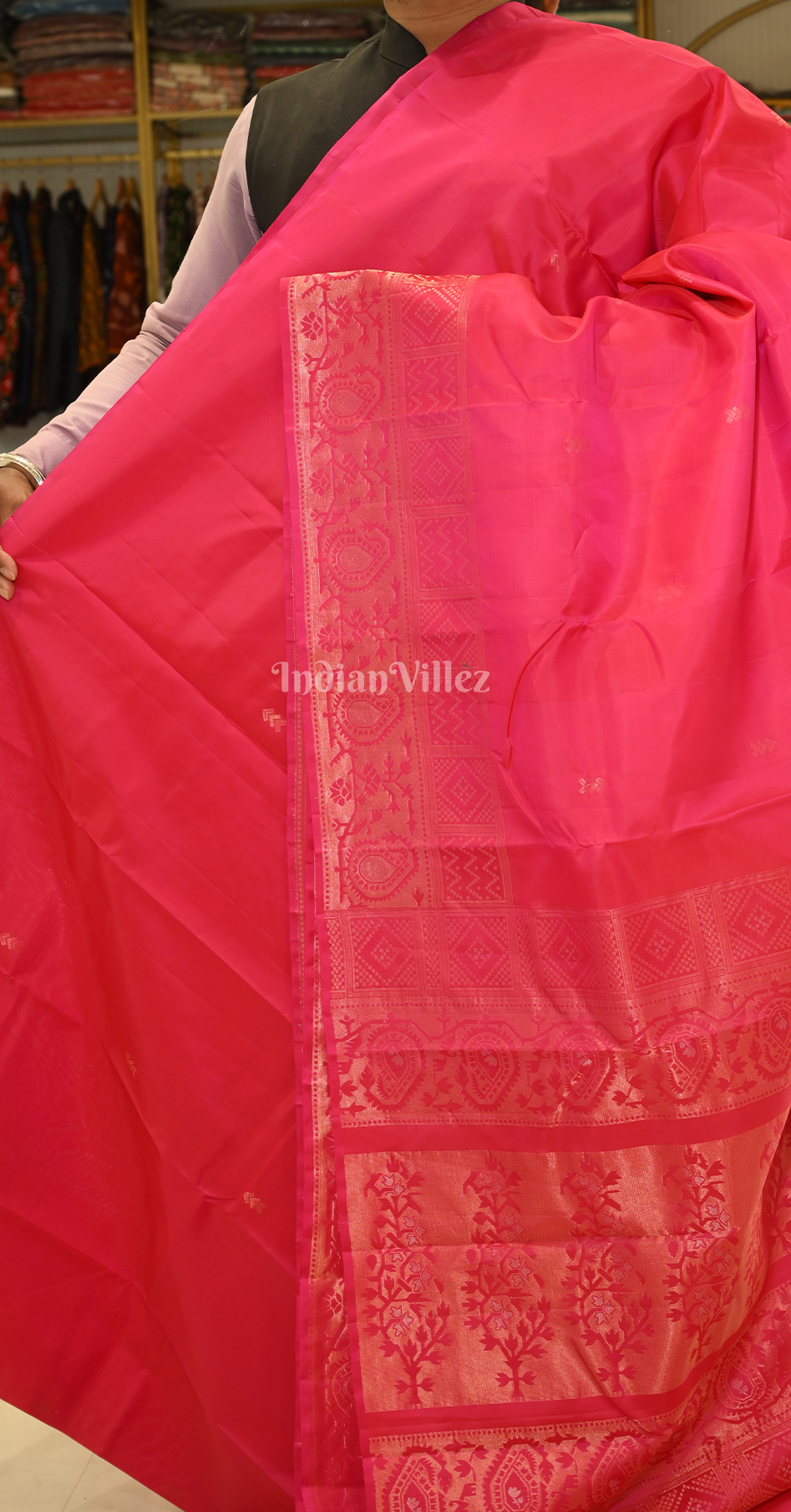 Exclusive Rani Pink Pure Brocade Kanjivaram Silk Saree