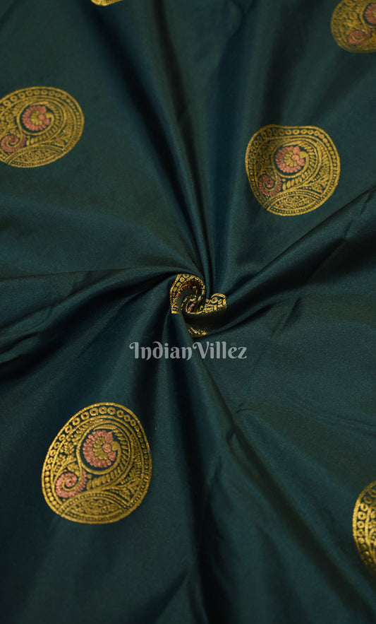 Bottle Green Red Zari woven Pure Kanjivaram Silk Saree