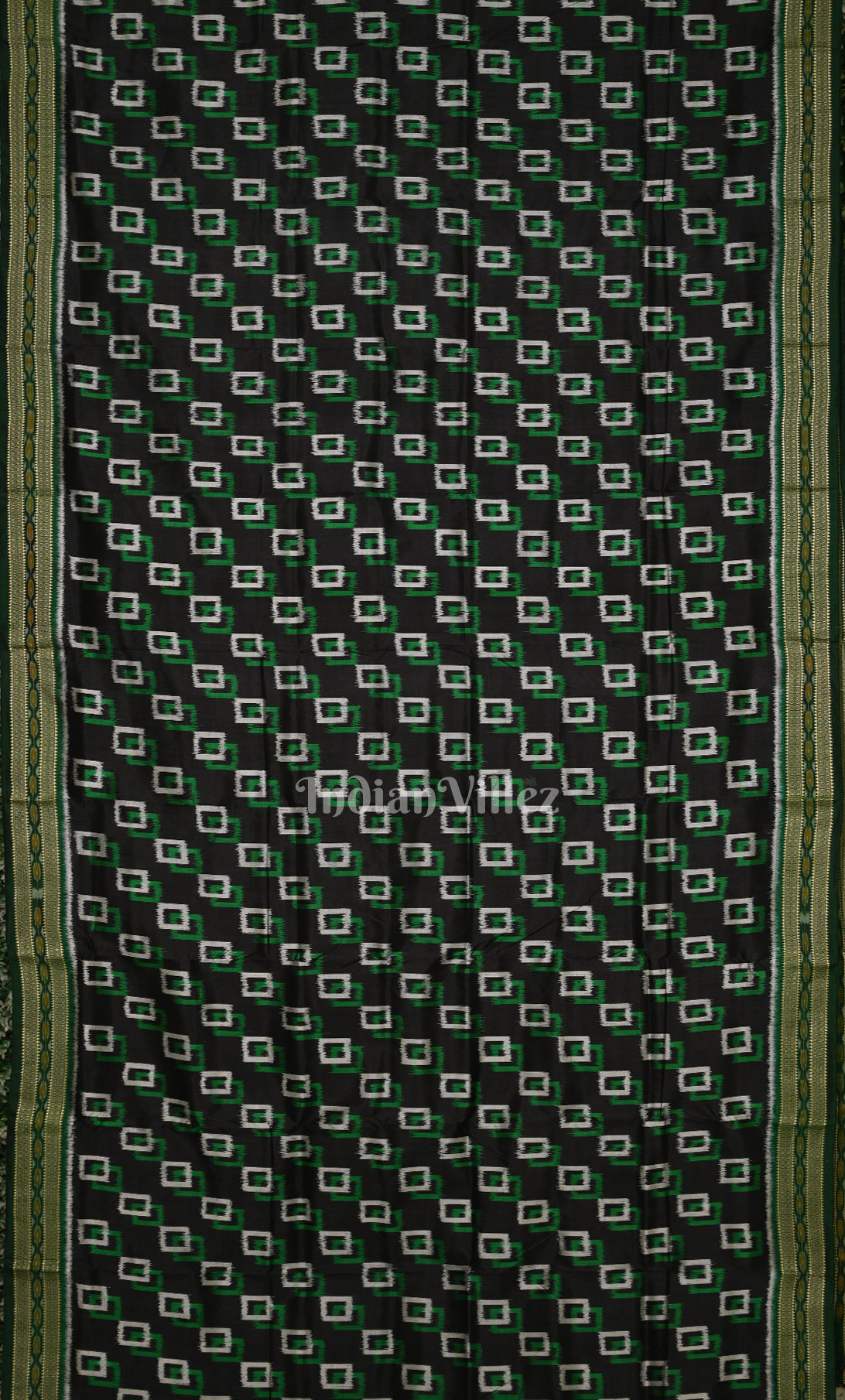 Black Green Odisha Ikat Khandua Silk Saree