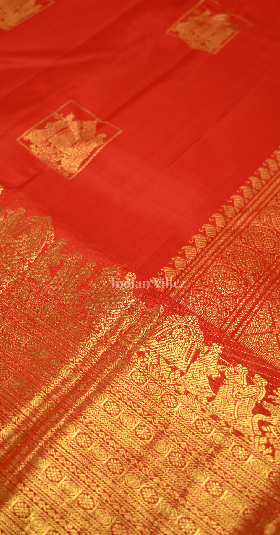 Exclusive Bridal Blood  Red Palki Theme Brocade Pure Kanjivaram Silk Saree
