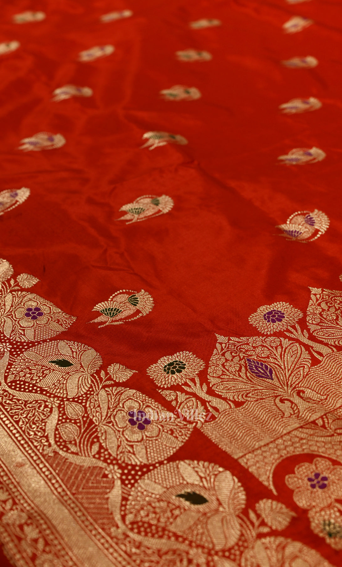 Elegant Red Pure Katan Silk Banarasi Saree