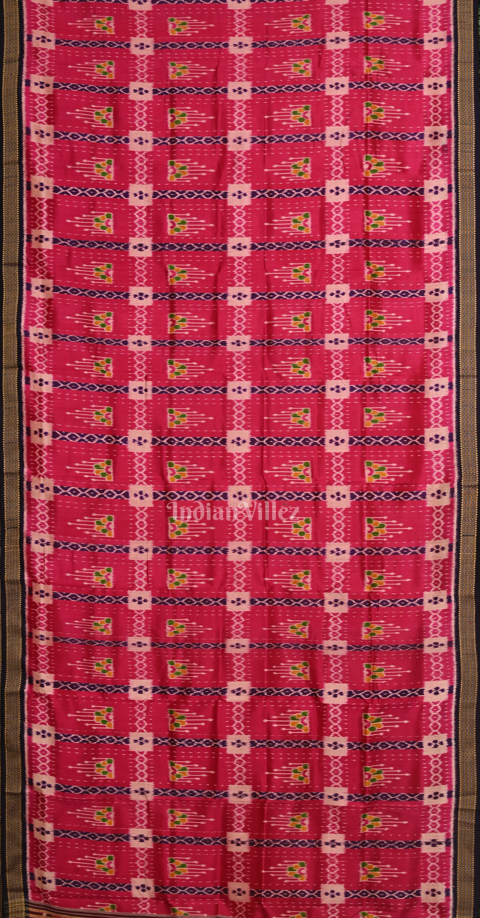 Rani Pink Coffee Chita Design Odisha Ikat Khandua Silk Saree