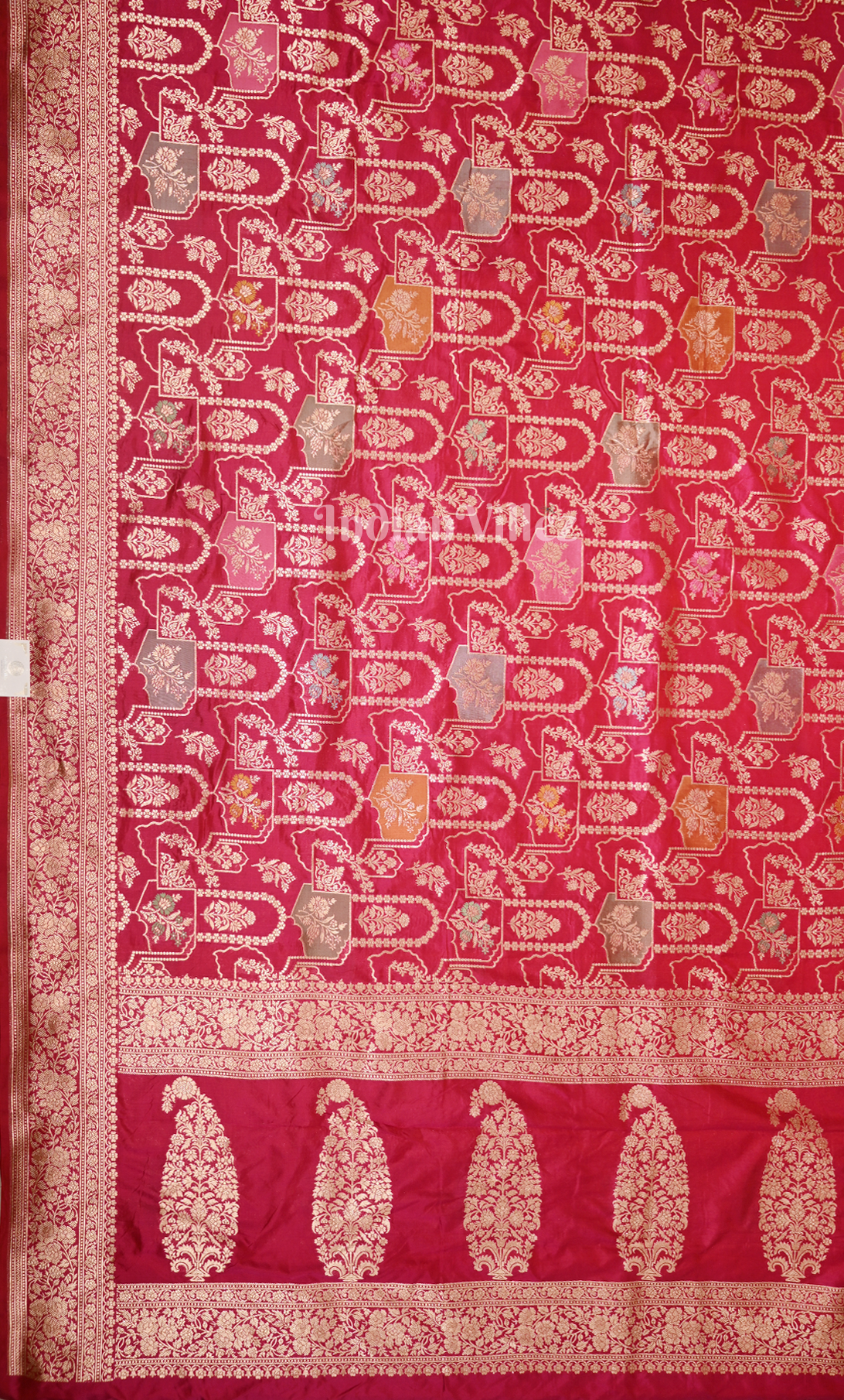 Exclusive Bridal Red Brocade Pure Katan Banarasi Silk Saree