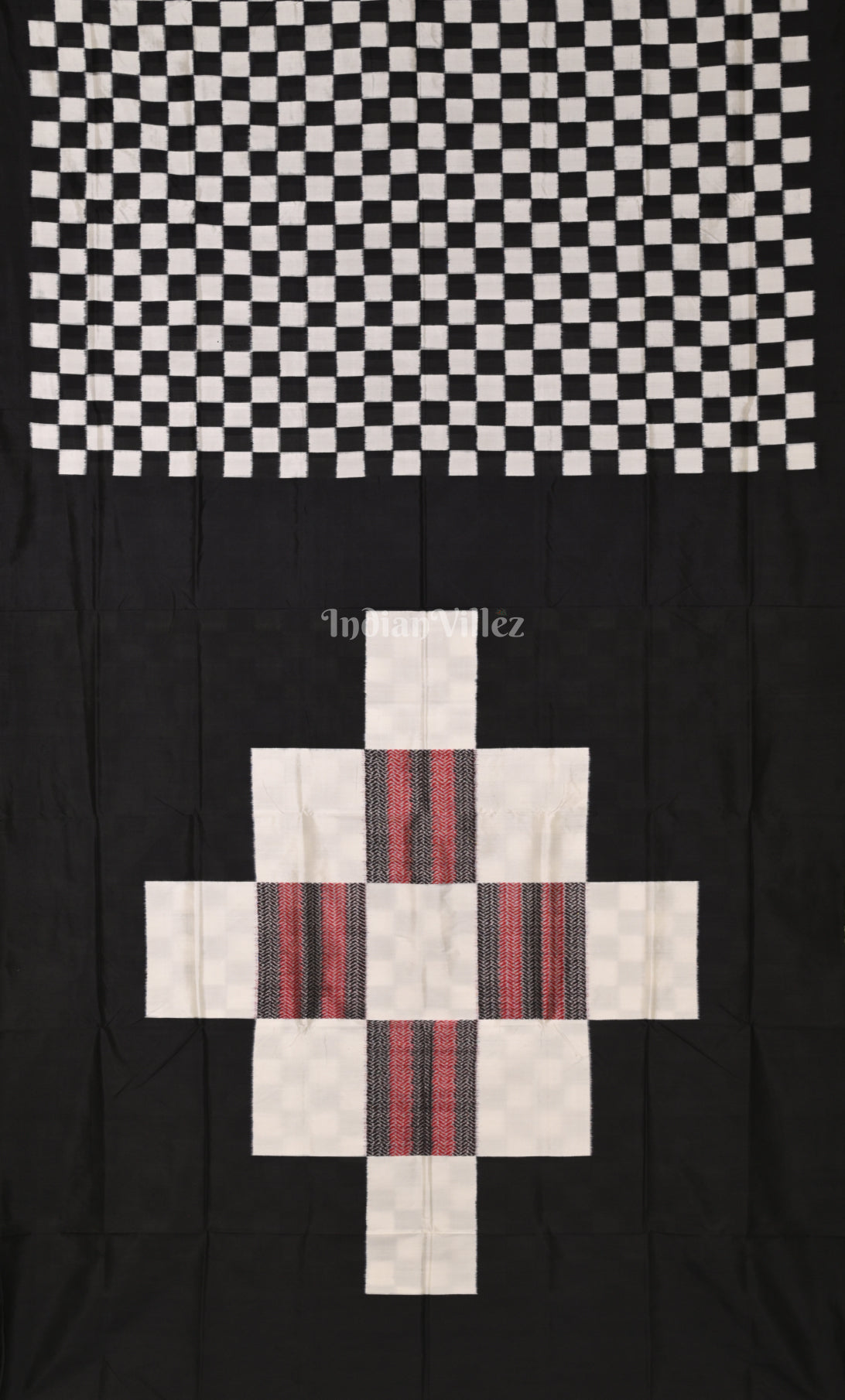 White Black Pasapali Odisha Ikat Contemporary Designer Silk Saree 