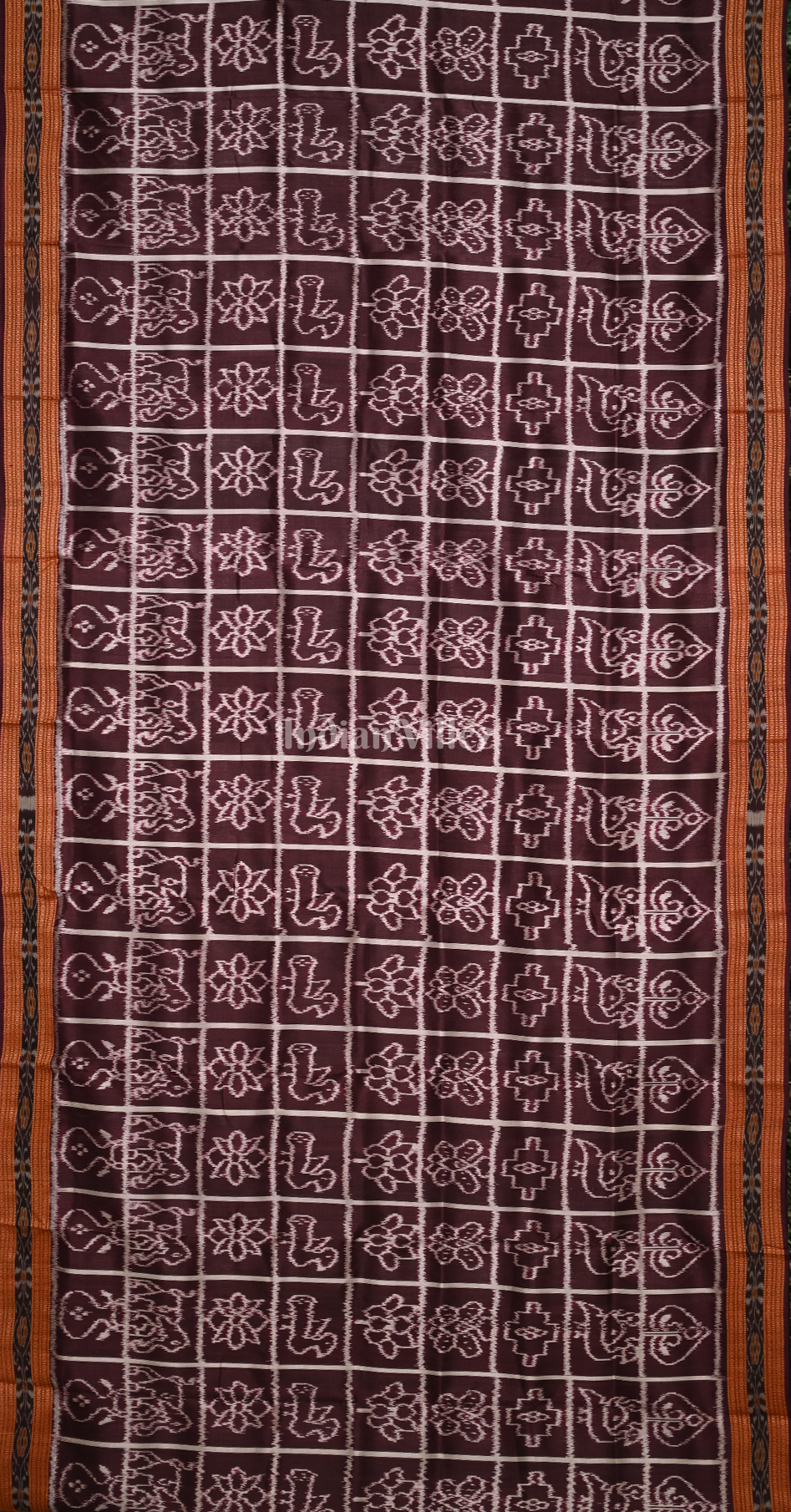 Coffee Maroon Nabakothi Odisha Ikat Khandua Silk Saree