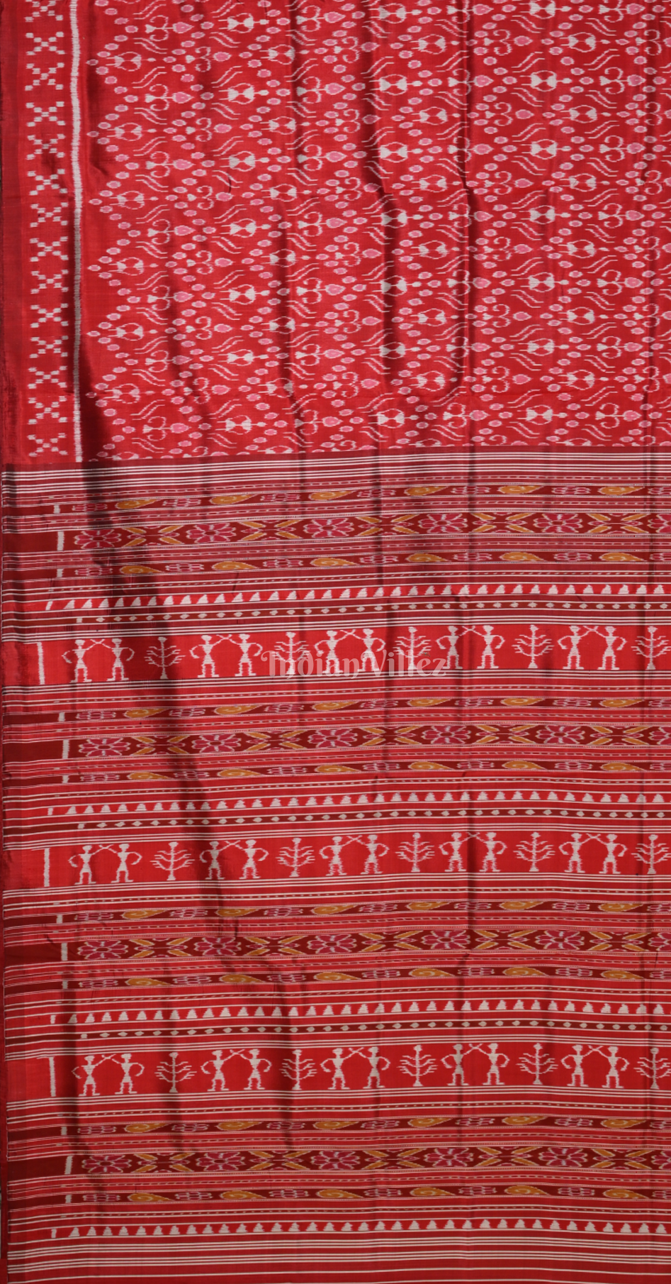 Maroon Tribal Theme Contemporary Designer Silk Saree with Pasapali Border