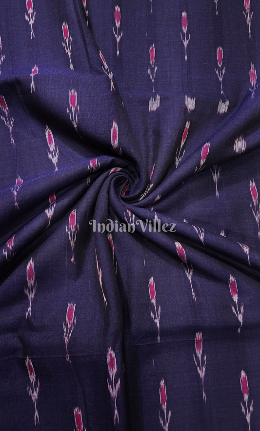 Blue Mayur Chandrika Design Odisha Ikat Sambalpuri Cotton Fabric