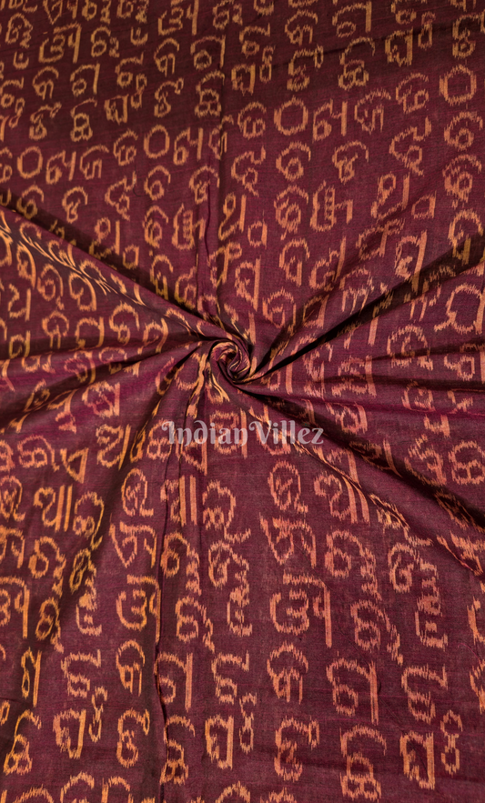 Coffee Odiya Barnamala  Odisha Ikat sambalpuri Cotton Fabric