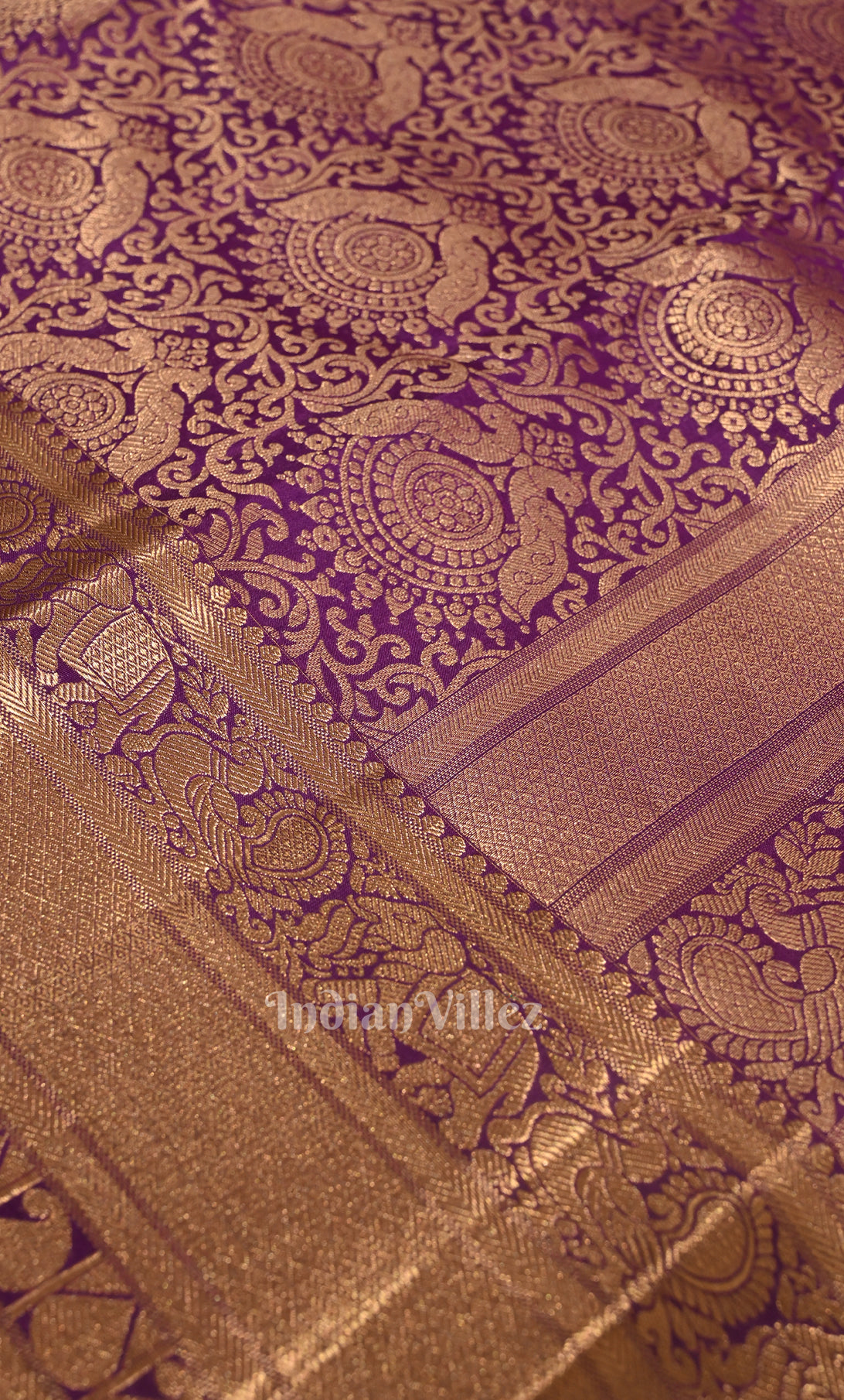 Grape Purple Pure Kanjivaram Silk Saree with Zari Brocade 