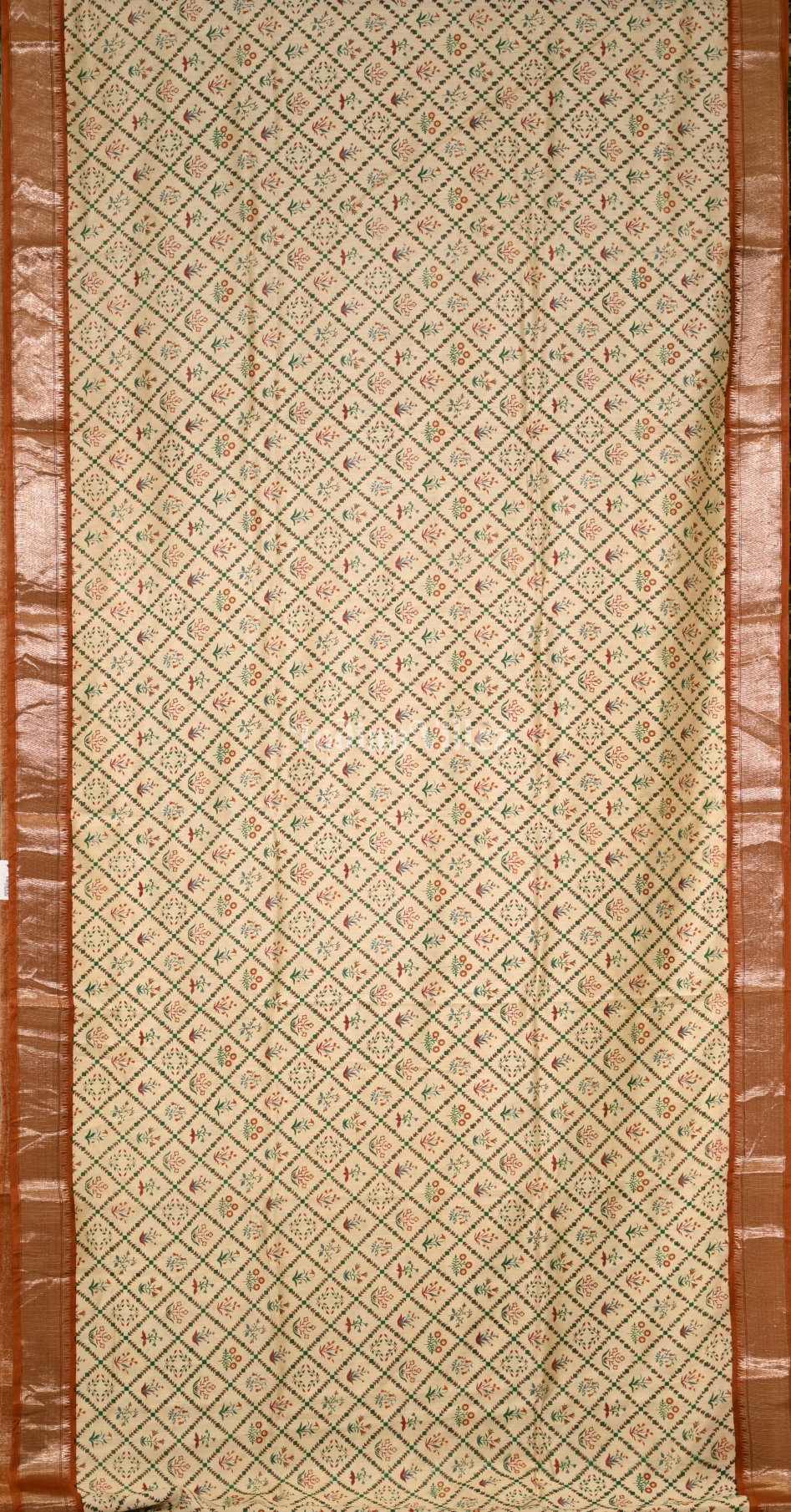 Off White Screen Printed Cotton Saree 