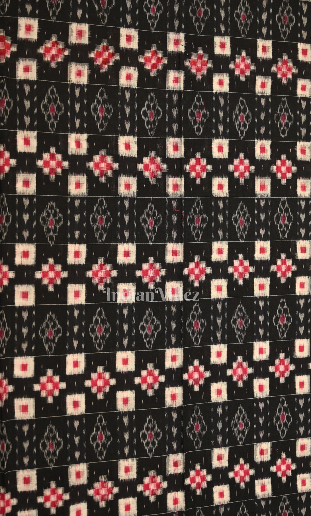 Black Red Pasapali Odisha Ikat Sambalpuri Dress Set & Dupatta 