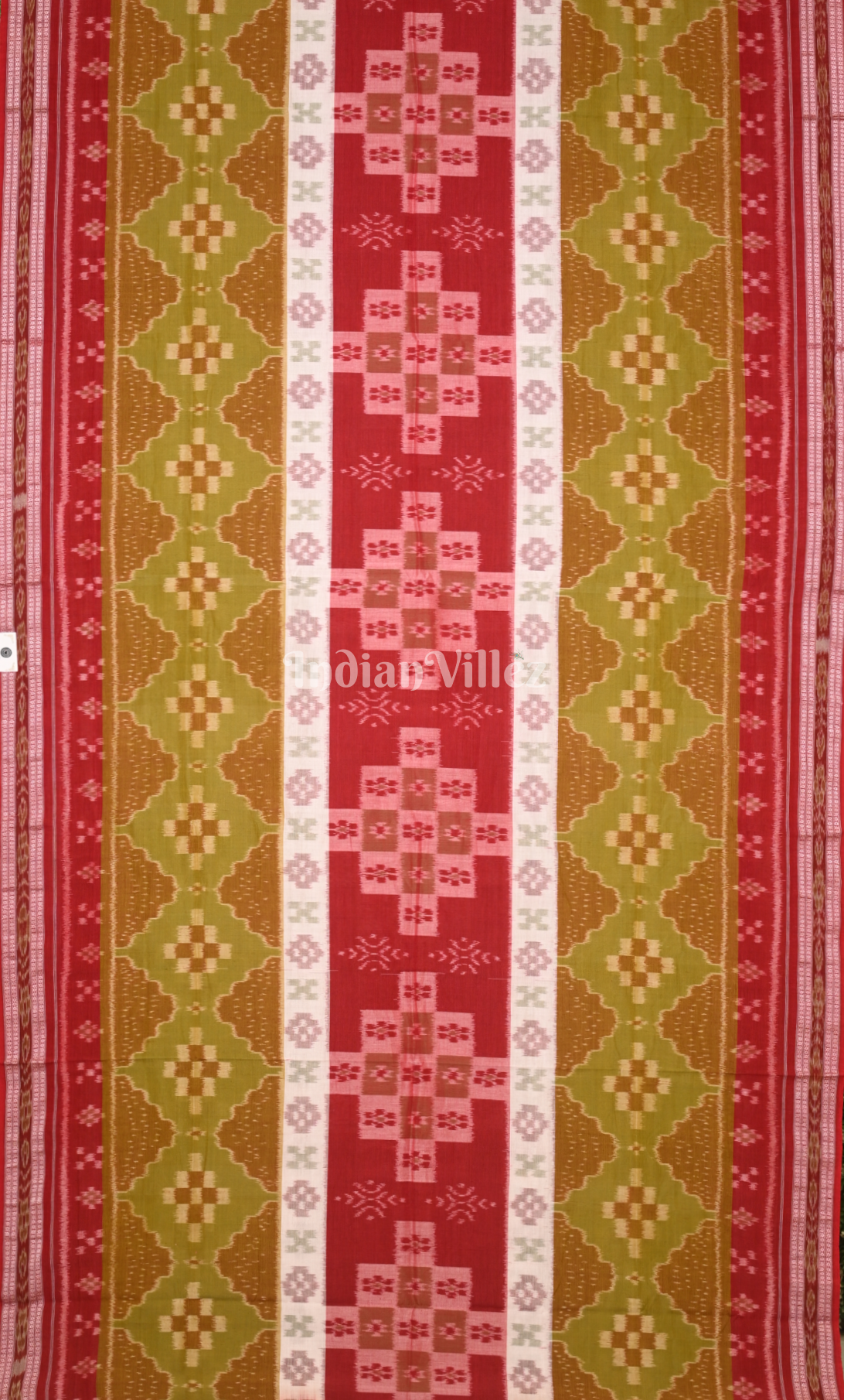 Green Red Pasapali Odisha Ikat Sambalpuri Cotton Saree