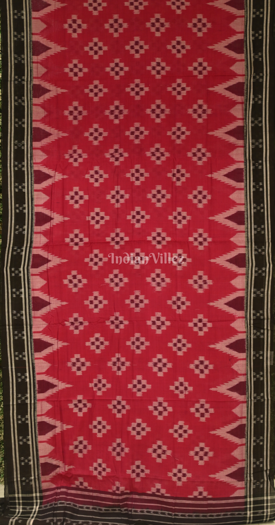 Red Black pasapali Odisha Handloom Sambalpuri Ikat Cotton Saree