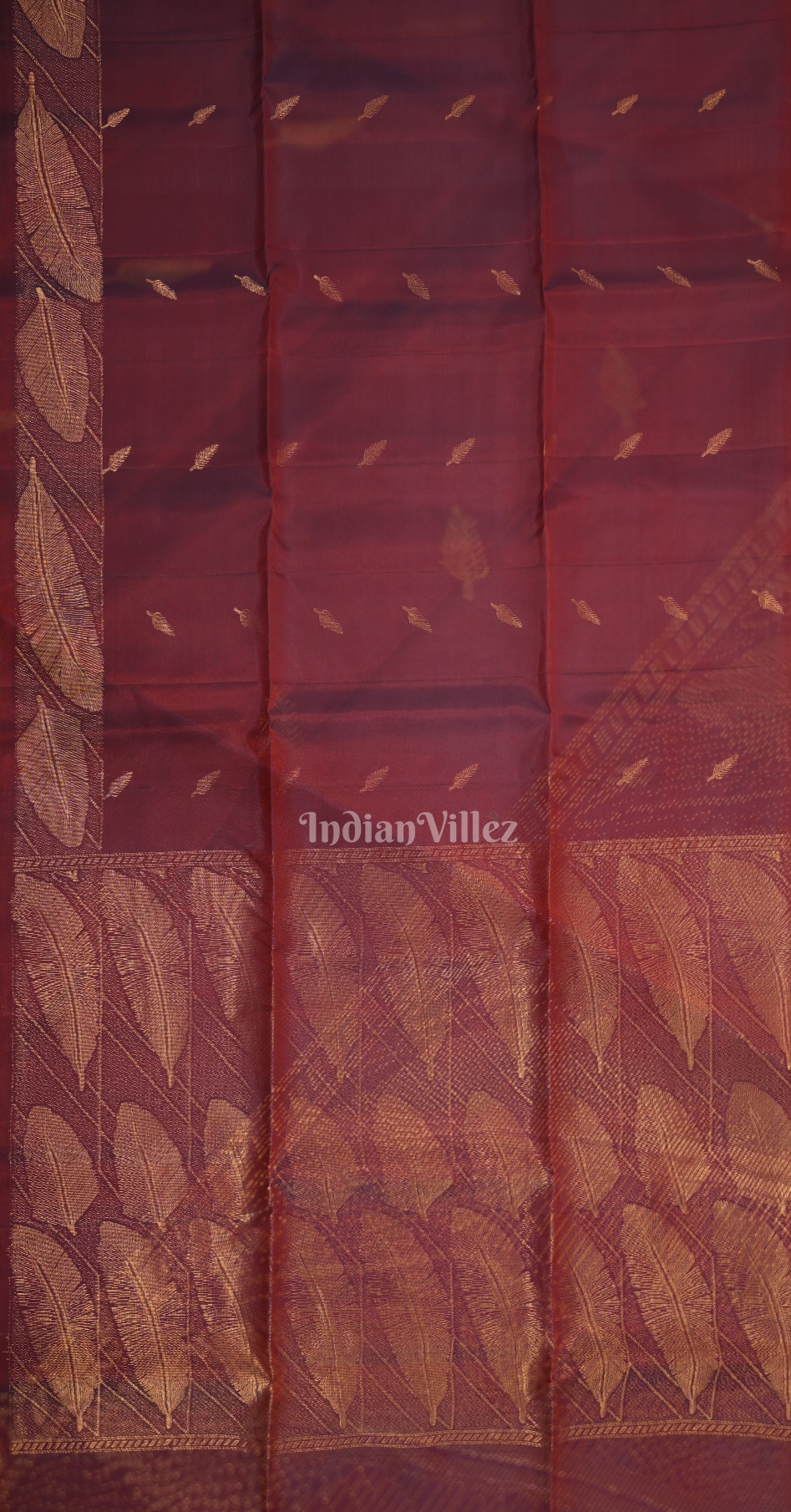 Purple Wine Leaves Design Pure Kanjivaram Soft Silk Saree 