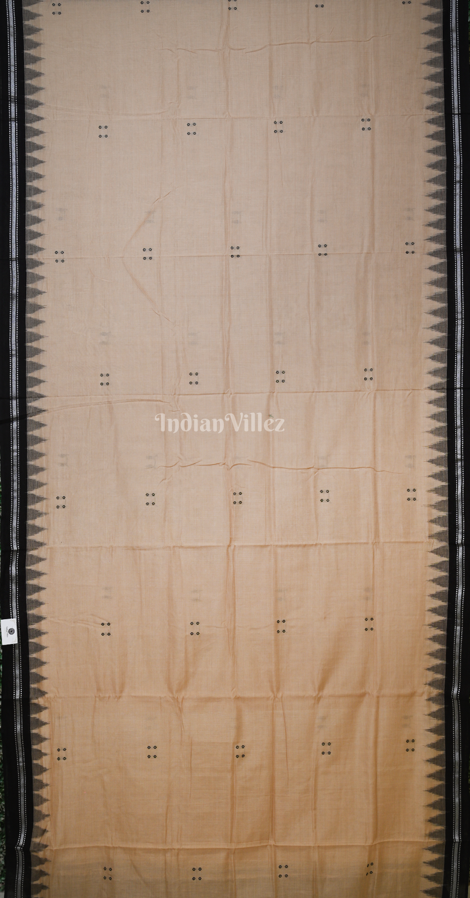 White Black Buti Design Odisha Ikat Sambalpuri Cotton Saree 
