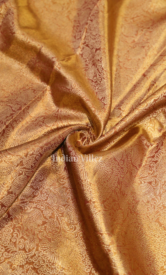 Elegant Golden Floral Brocade Pure Kanjivaram Tissue Silk Saree