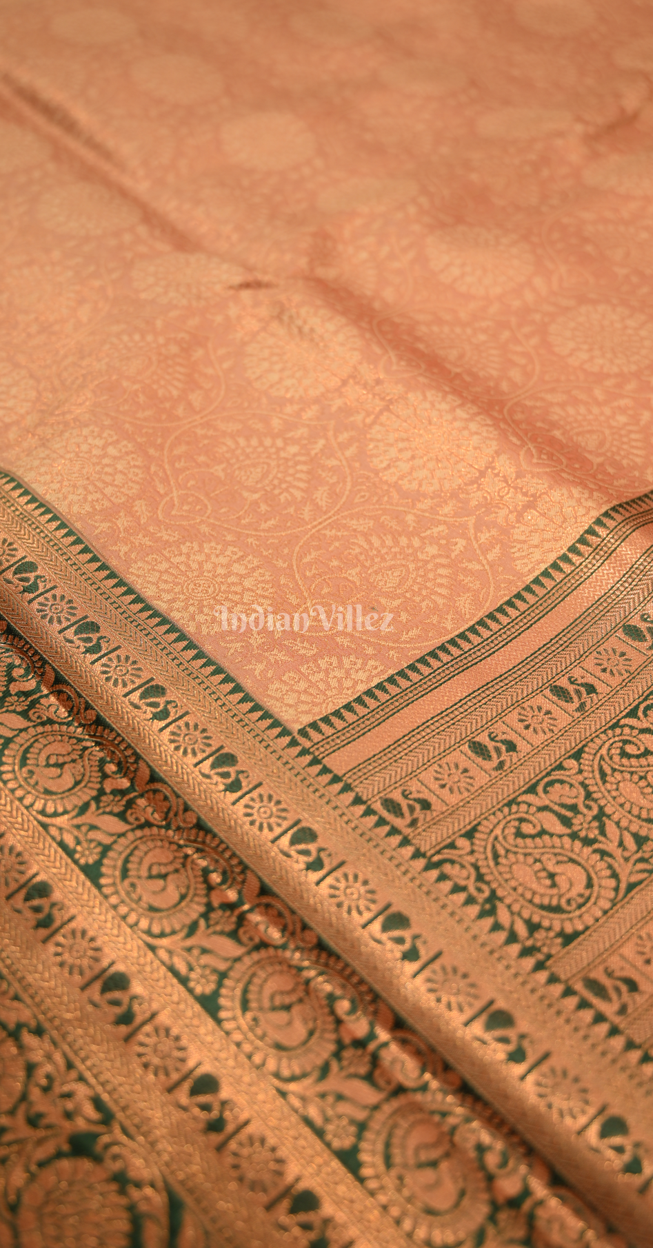 Peach Chaap Weaving Silk Saree