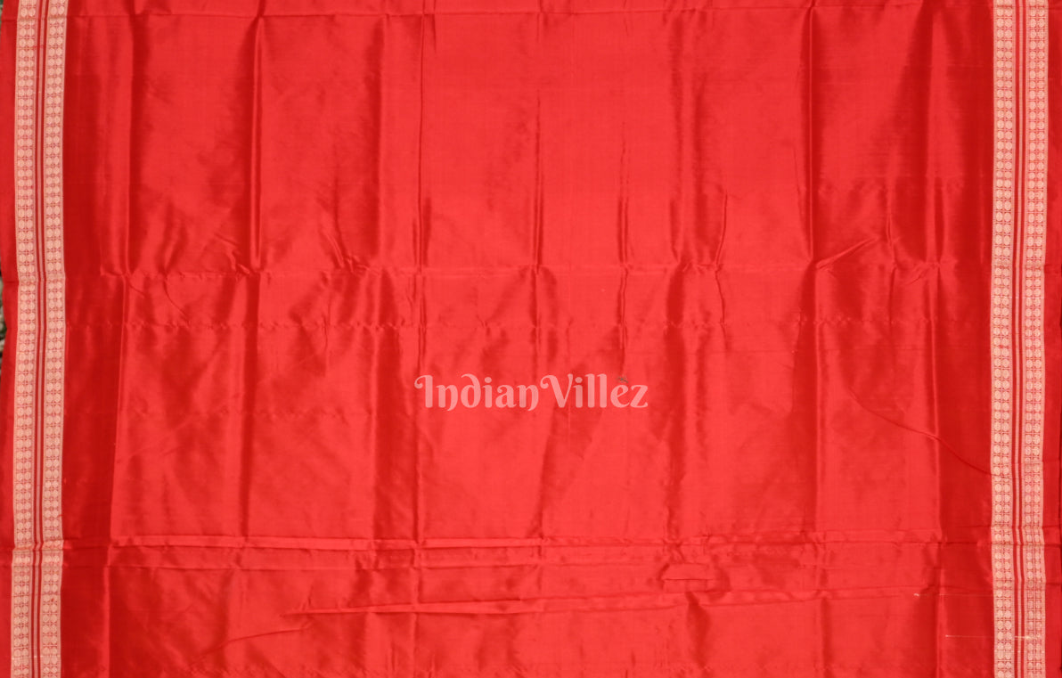 Yellow Red Buti Design Odisha Ikat Bomkai Sambalpuri Silk Saree