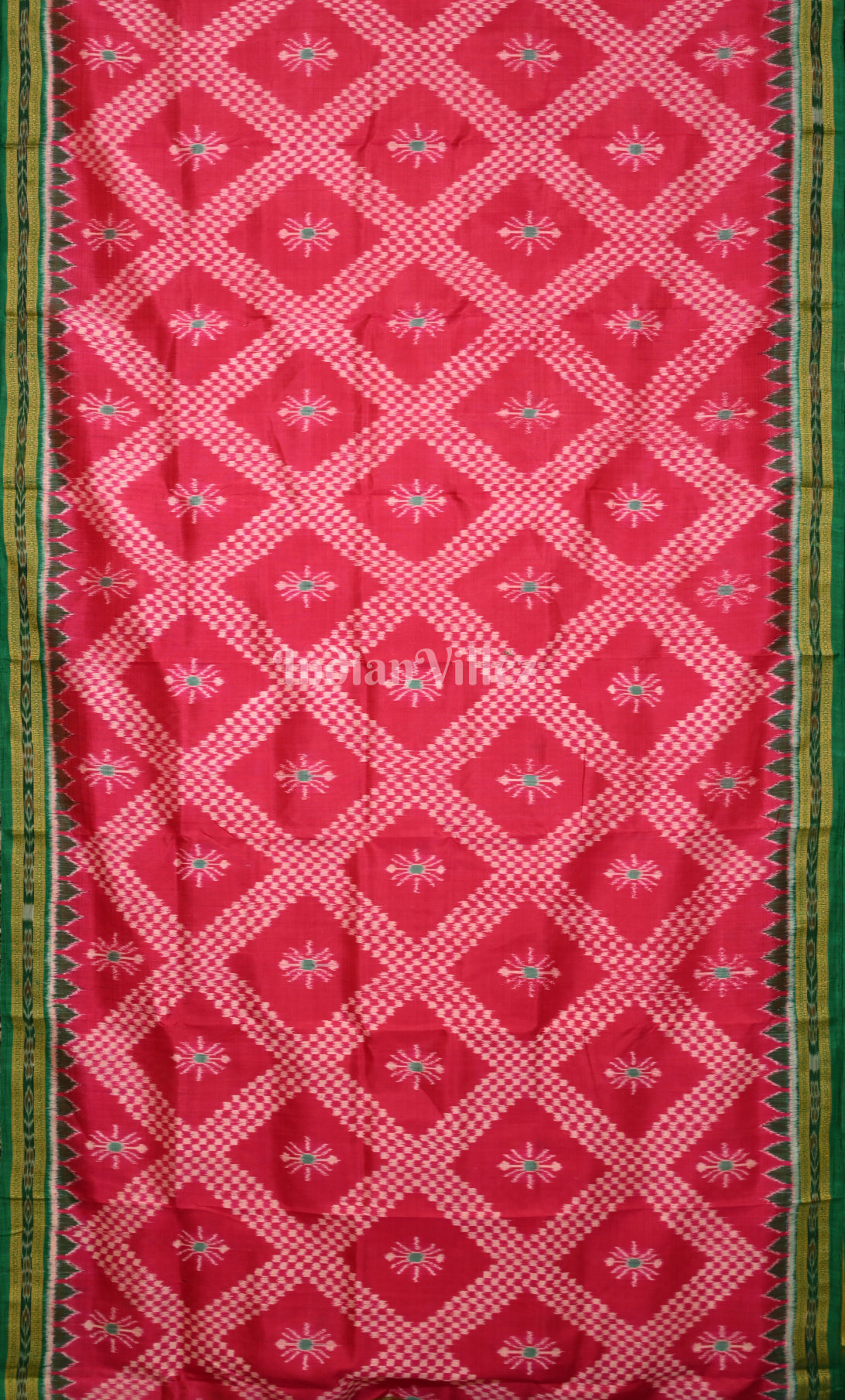 Red Green Tarabali Odisha Ikat Khandua Silk Saree 
