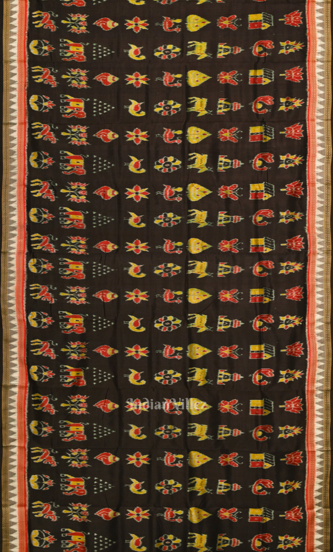 Black Nabakothi Odisha Ikat Khandua Silk Saree