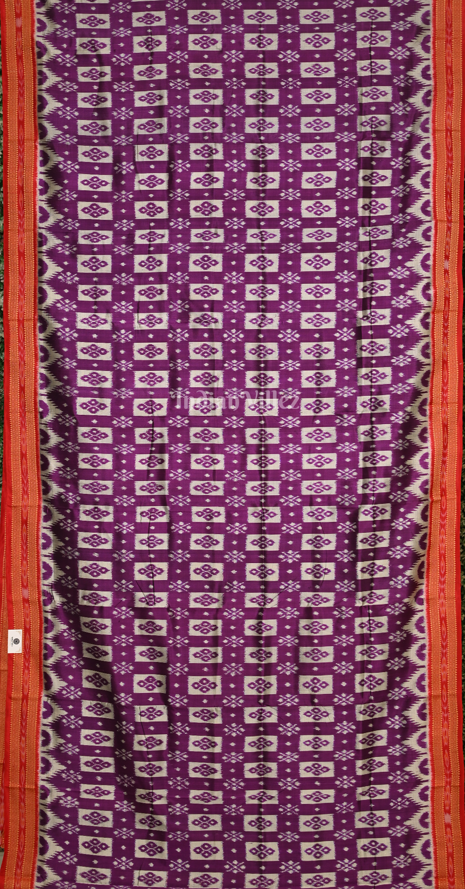 Purple Red Tribal Theme Odisha Ikat Khandua Silk Saree 