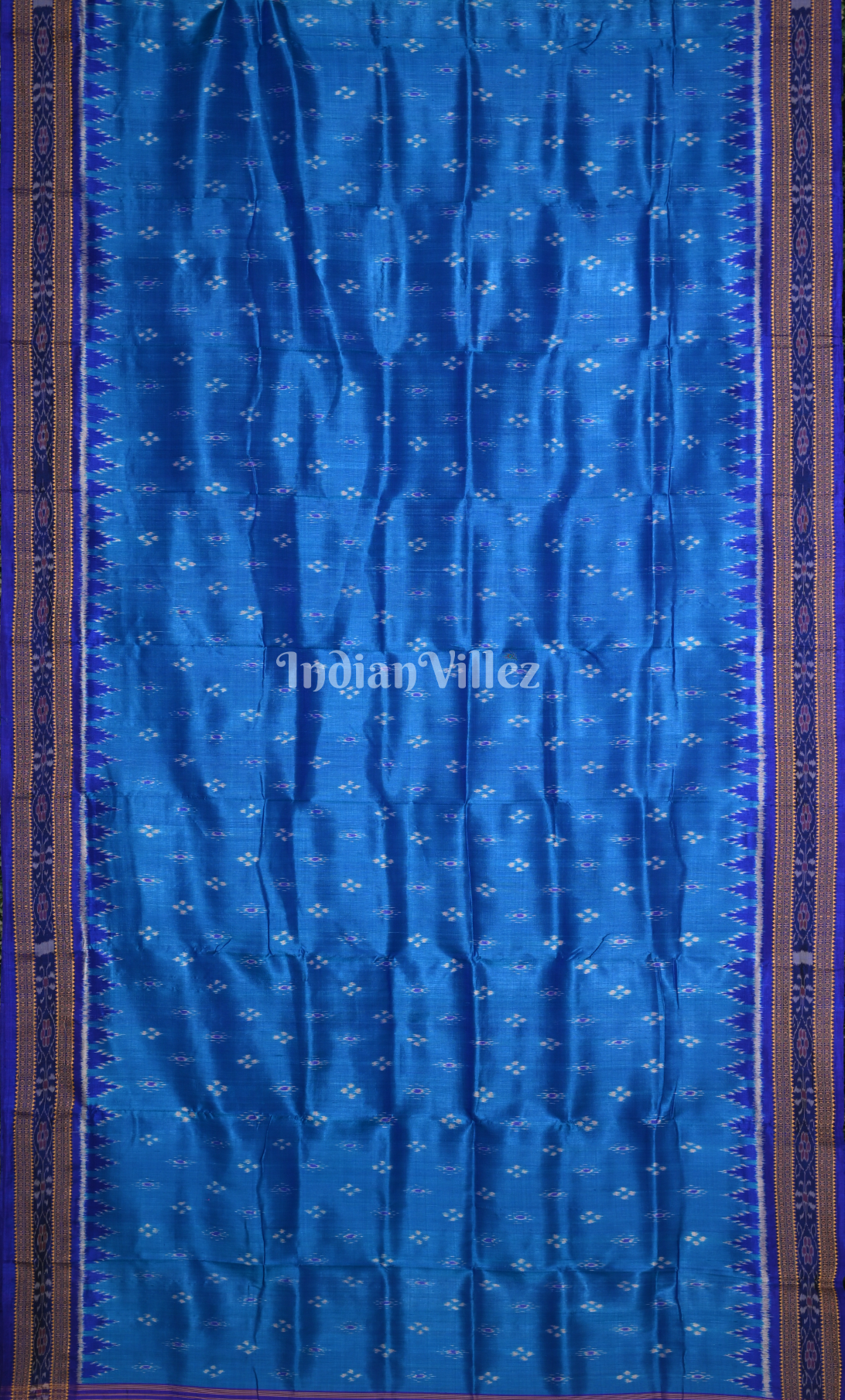  Blue Copper sulphate Odisha Ikat Khandua Silk Saree
