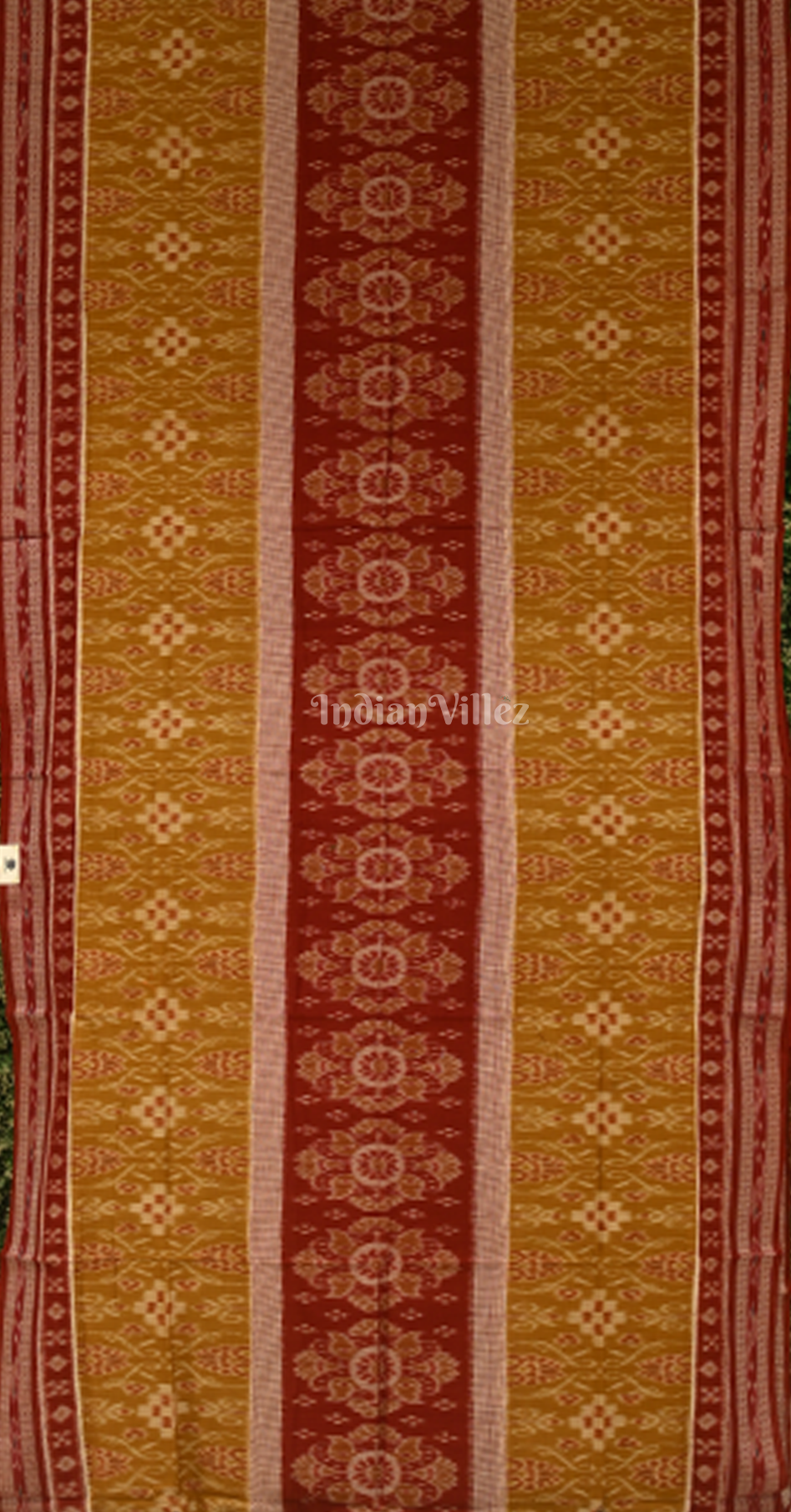 Mehendi Green Maroon Body Pasapali Sambalpuri Pure Cotton Saree