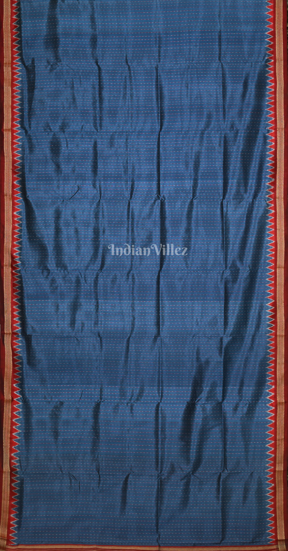 Blue Maroon Stripe Odisha Ikat Khandua Silk Saree with Blouse Piece 