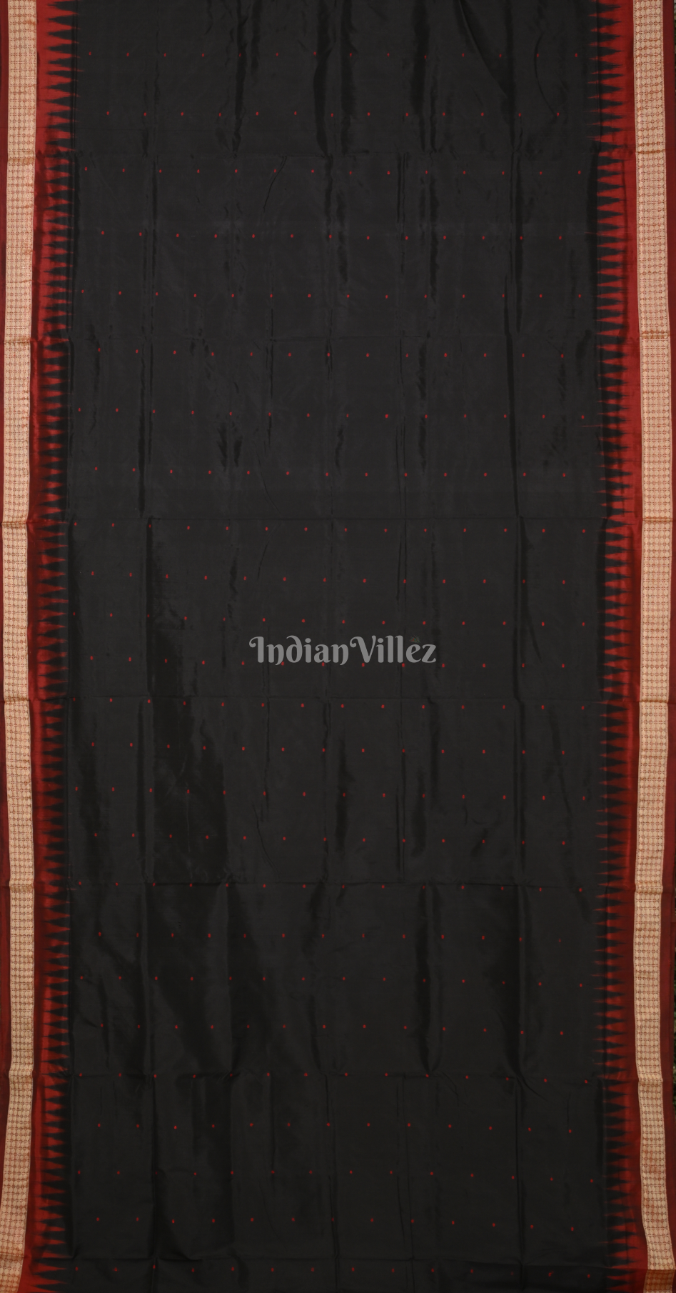 Black Maroon Buti Design Odisha Ikat Bomkai Silk Saree 