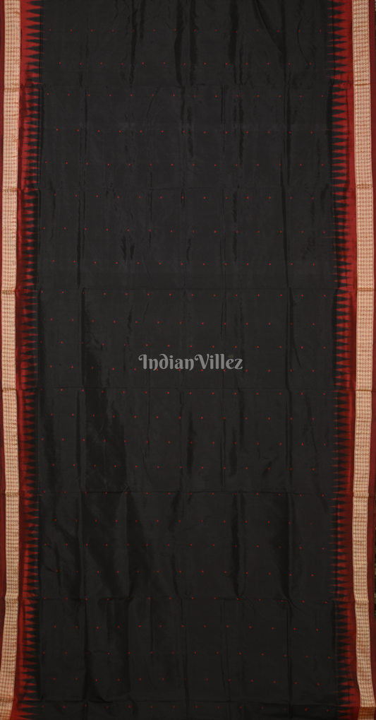 Black Maroon Buti Design Odisha Ikat Bomkai Silk Saree 