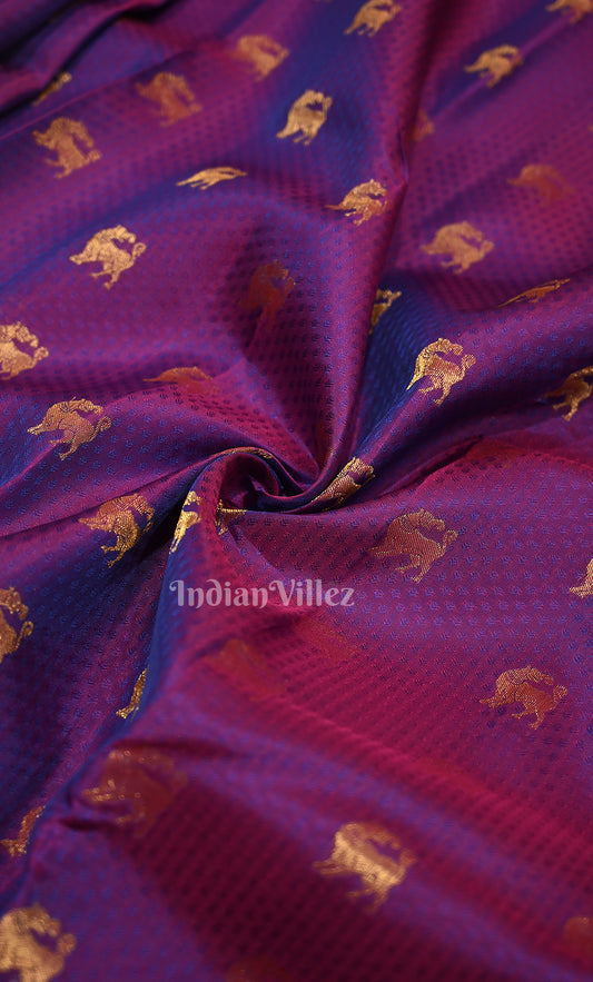 Purple Brocade Pure Kanjivaram Silk Saree