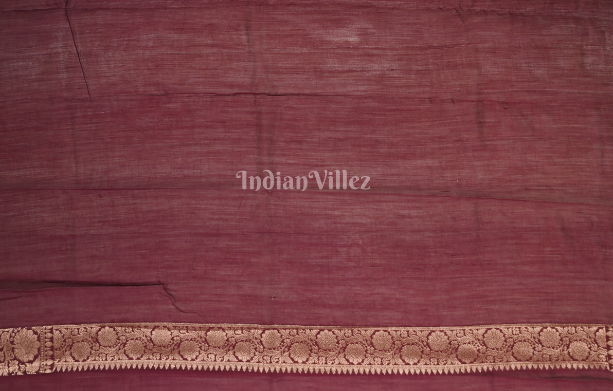 Deep Maroon Dupion Banarasi Silk Saree with Meenakari Weaving 