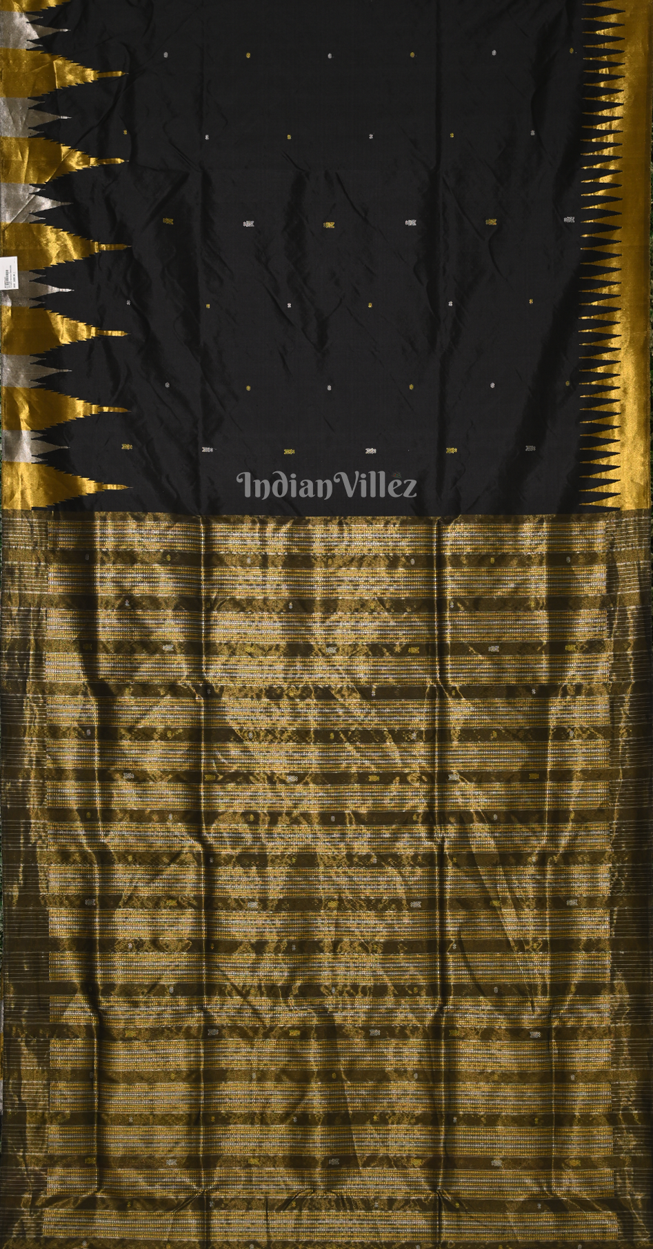 Golden Black Red Half Tissue Sambalpuri Silk Saree with Doli Barat Anchal