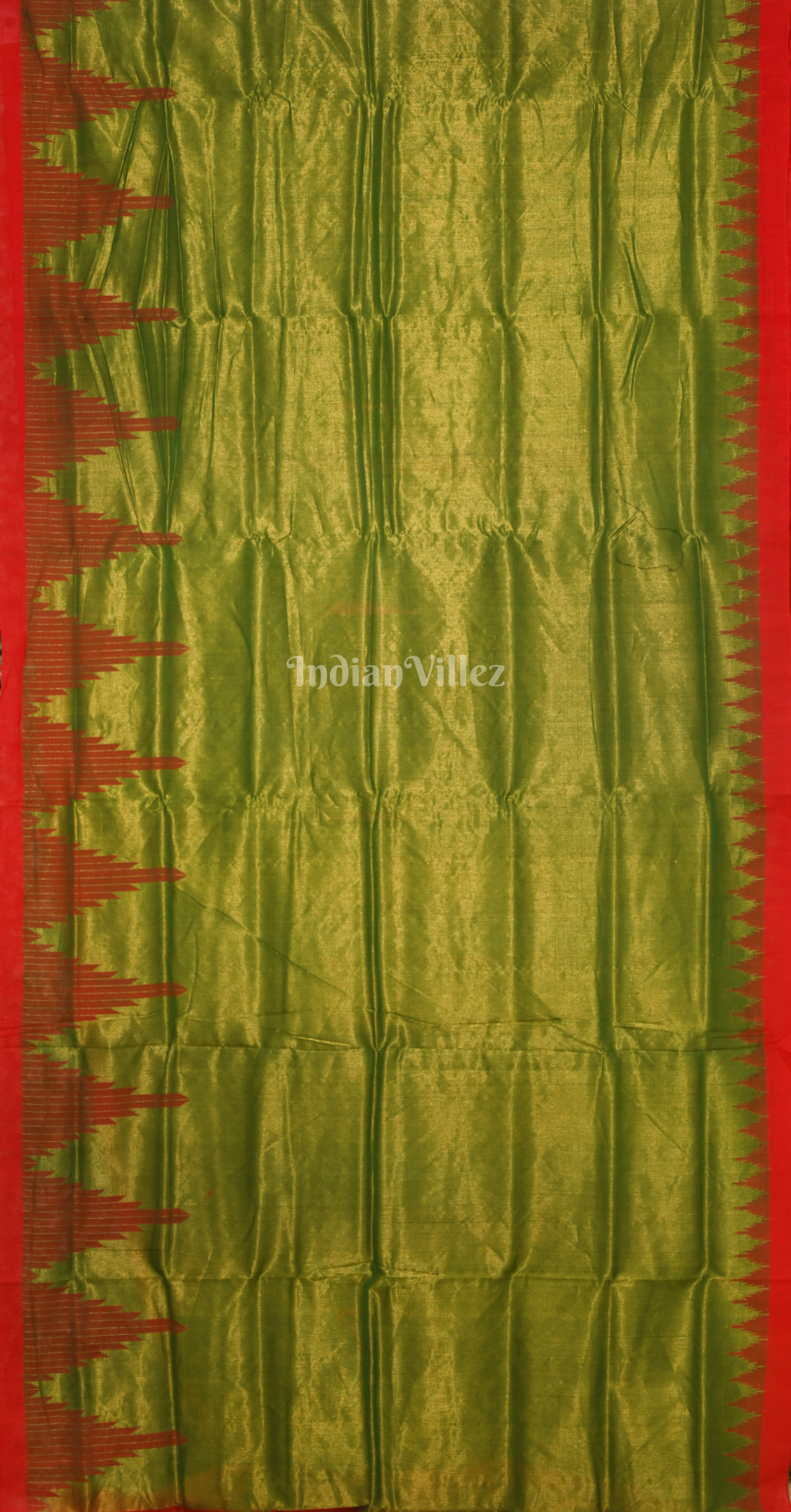 Green Red Phoda Kumbha Sambalpuri Cotton Tissue Saree 