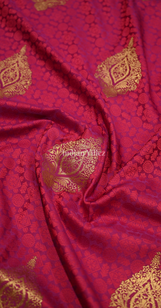Magenta Pink Pure Satin Weaving Silk Saree With Blouse Piece