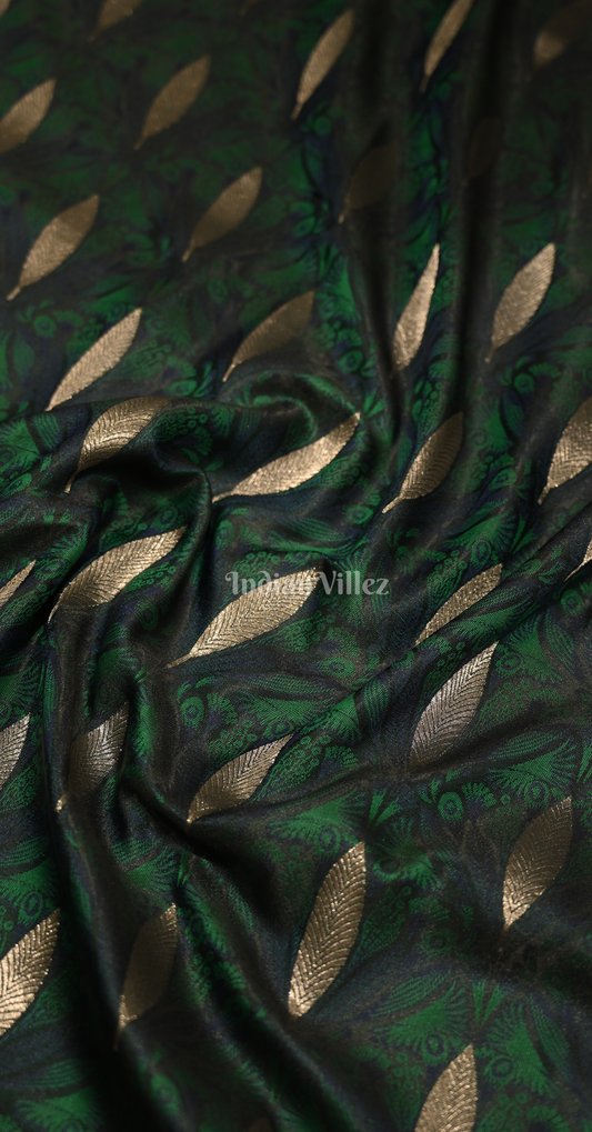 Seaweed Green Zari Banarasi Satin Silk Saree
