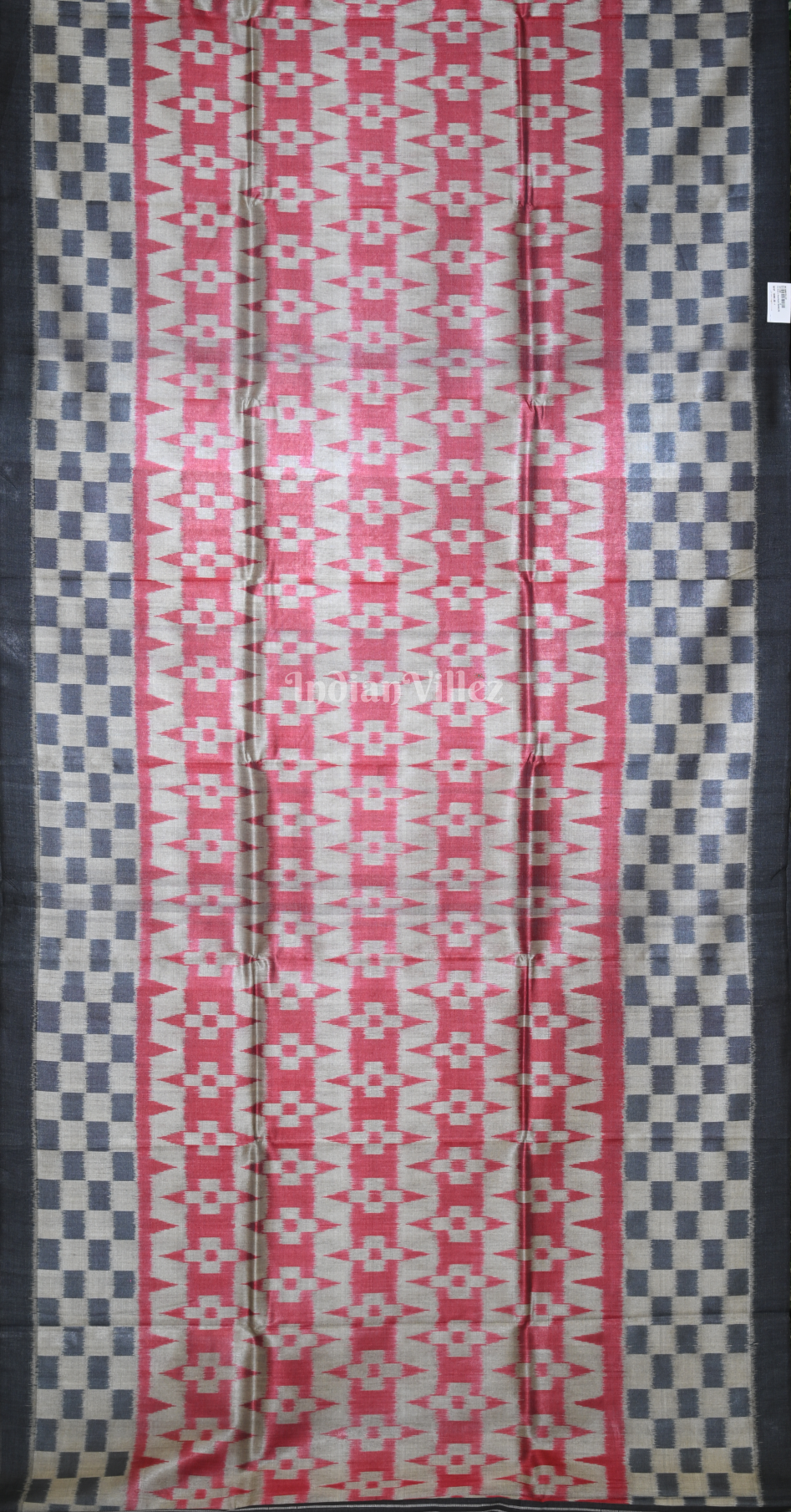 Light Blue Red Fine Gopalpur Tussar Silk Saree