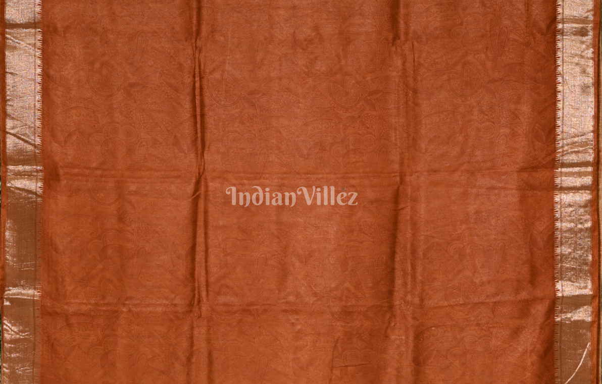 Off White Screen Printed Cotton Saree 