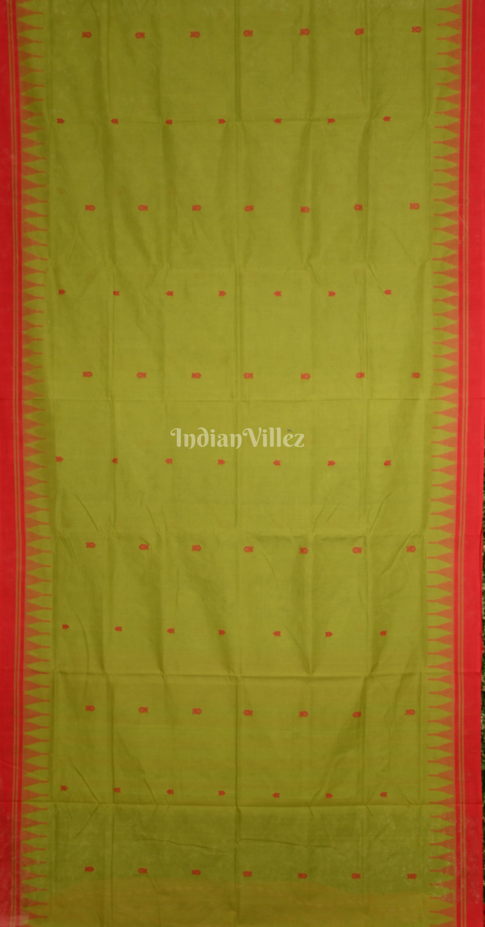 Mehendi Green Maroon Fish Motif Odisha Ikat Bomkai Cotton Saree 