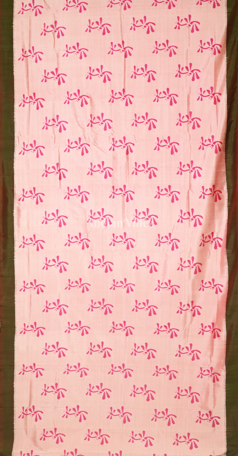Baby Pink Moss Green Contemporary Designer Silk Saree