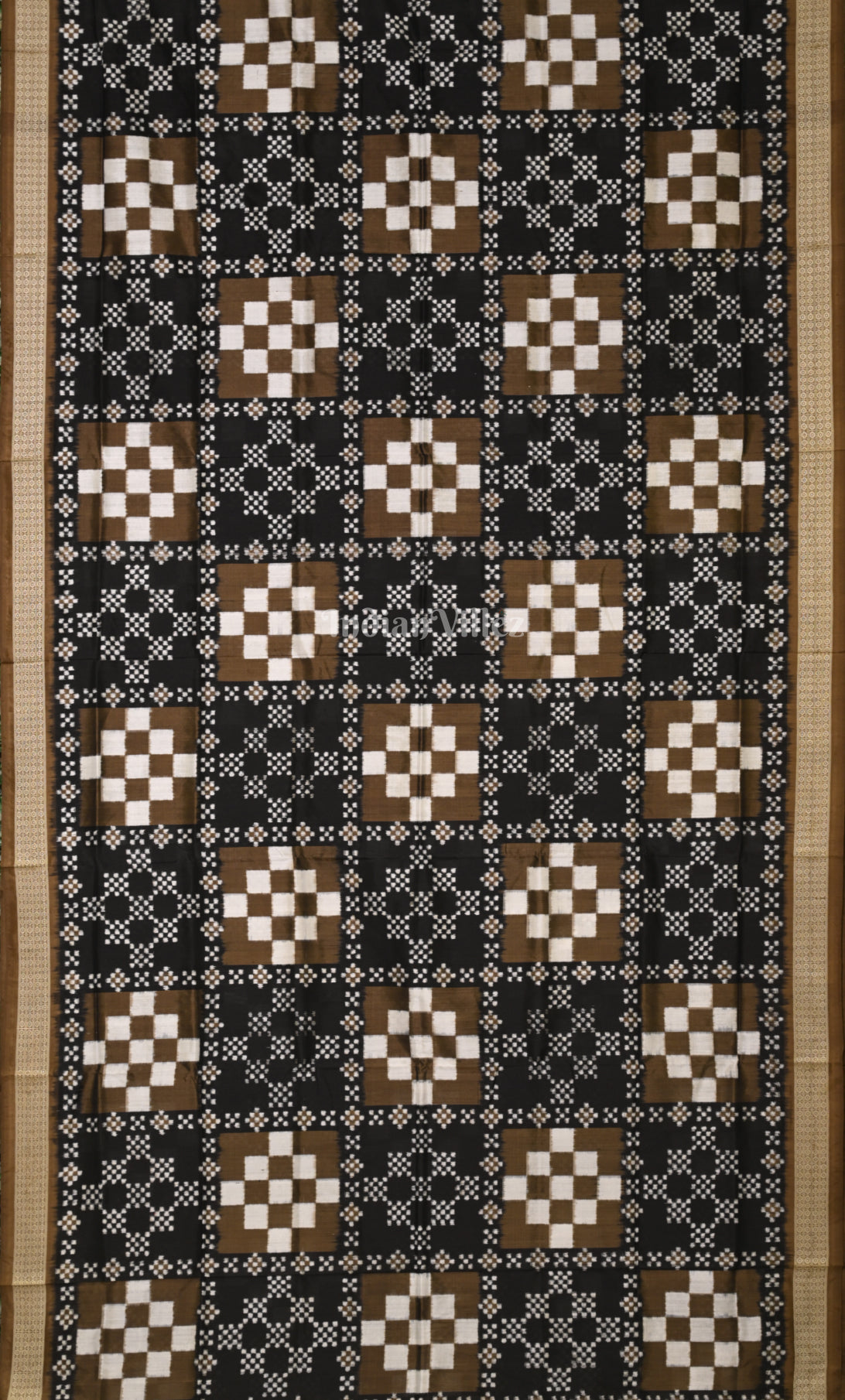 Black Brown  Body Pasapali Odisha Ikat Sambalpuri Silk Saree 