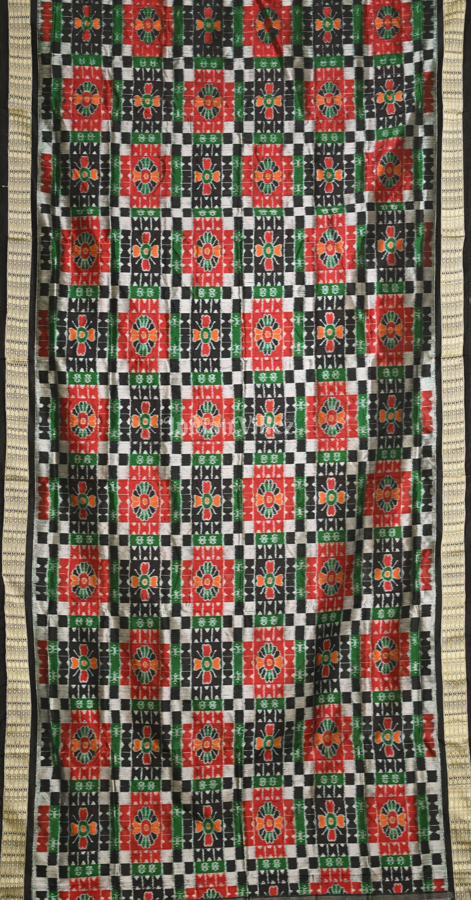 Black with Multicolor Utkal Laxmi Odisha Ikat Pure Sambalpuri Silk Saree