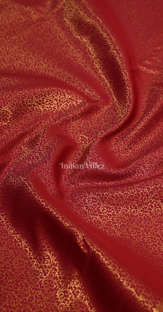 Rani Pink Floral Pure Brocade Kanjivaram Silk Saree