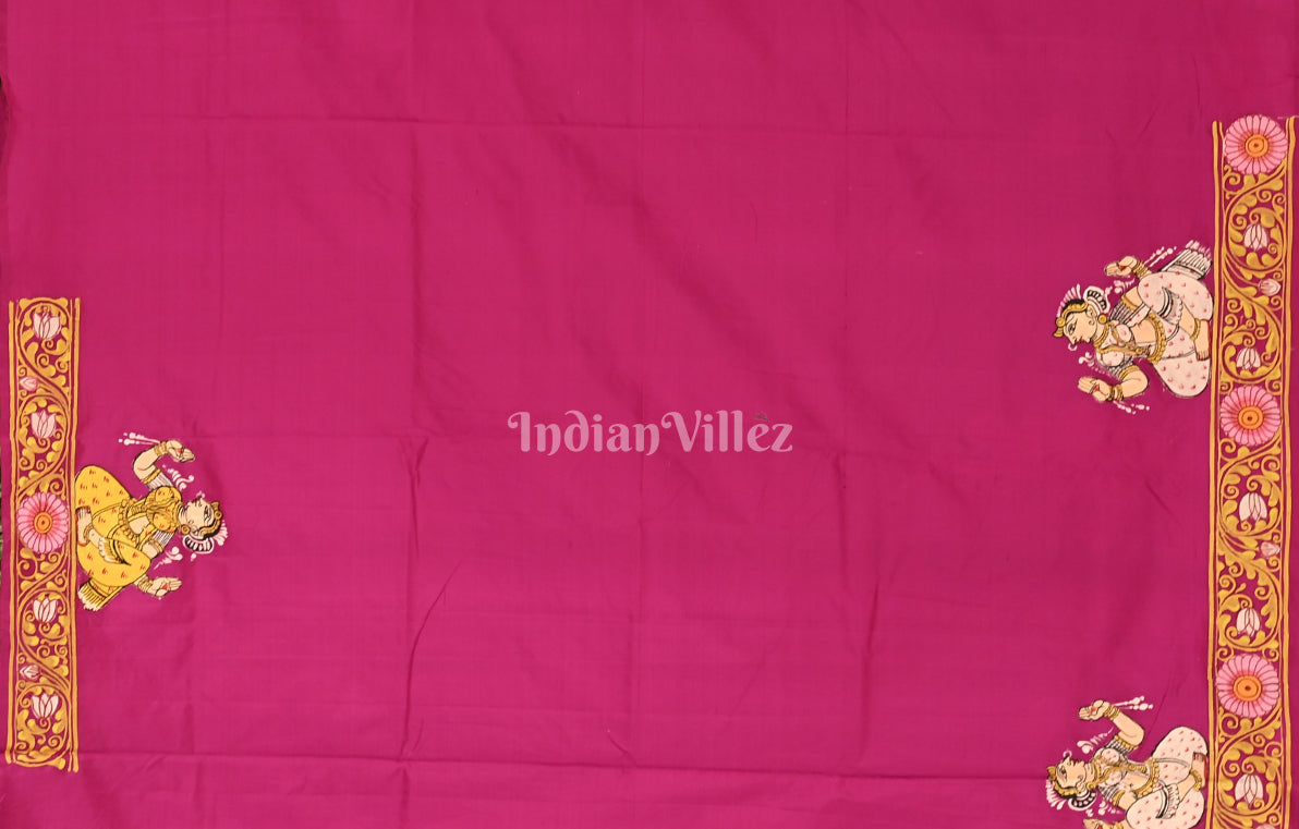 Rani Pink Krishna Janmashtami Theme Pattachitra Saree 