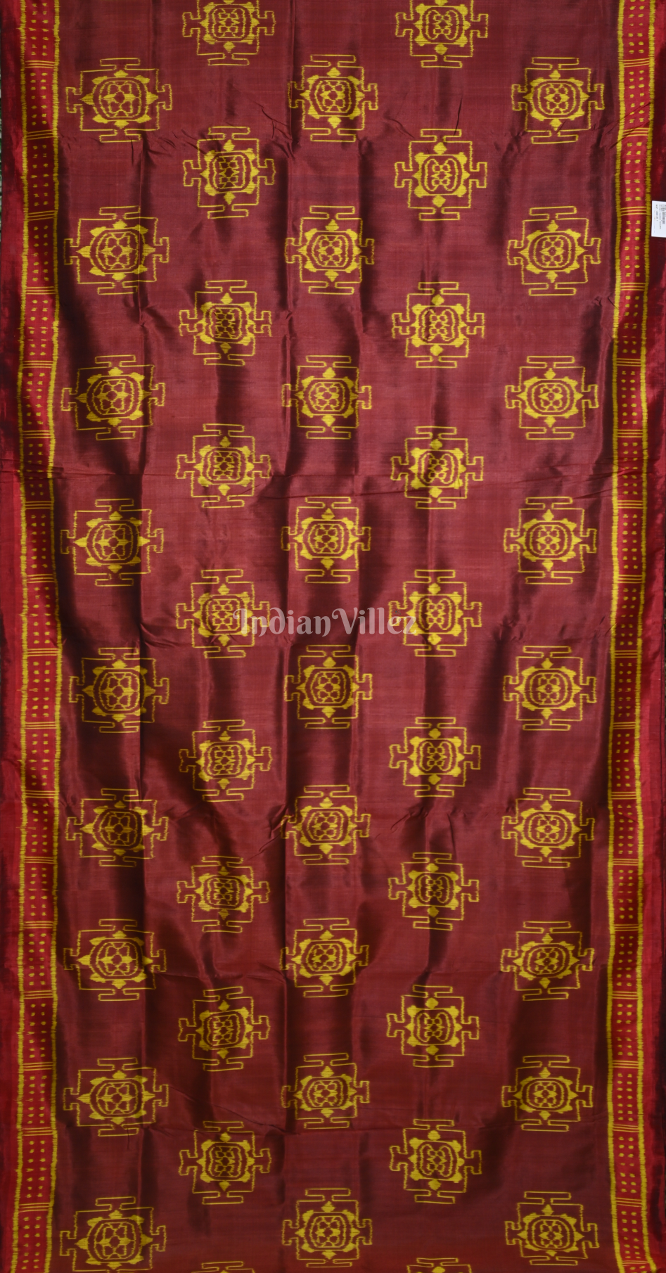 Maroon Yellow Odisha Ikat Contemporary Designer Saree 