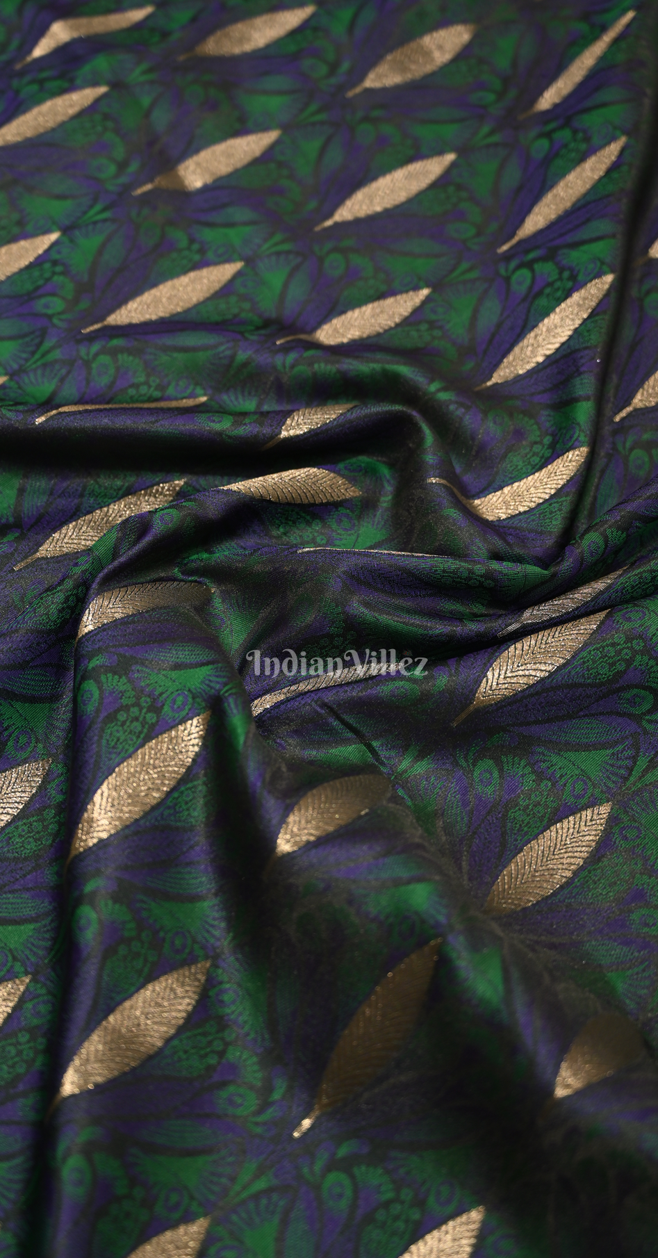 Navy Blue Zari Banarasi Satin Silk Saree